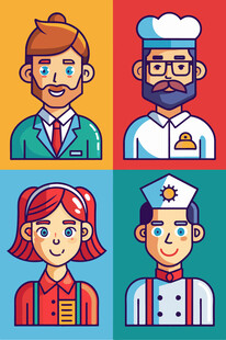 多样职业人物头像集合