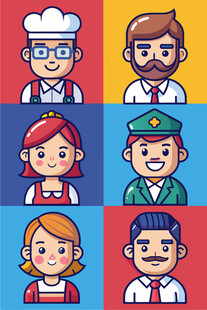 多样职业人物头像集合