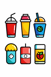 缤纷美味饮品与甜点图标