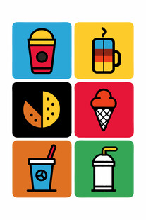 多彩美食饮品图标集合