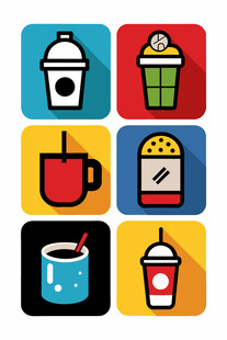 多彩饮品图标集合