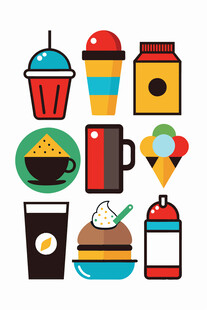 多彩美味的休闲食品图标