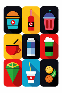 多彩餐饮图标集合