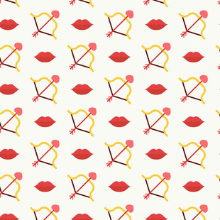 红唇与弓箭图案无缝背景