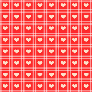 红色爱心格子图案背景