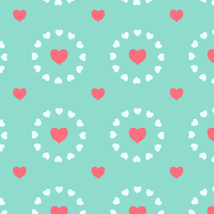 清新心形花纹无缝背景图