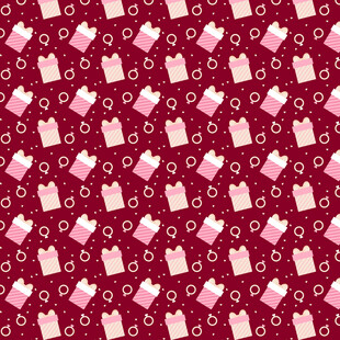 红色背景爱心礼物图案