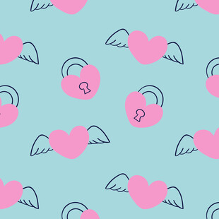 爱心翅膀锁图案背景