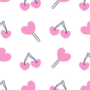 粉色樱桃心形图案背景