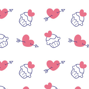 可爱爱心丘比特图案背景