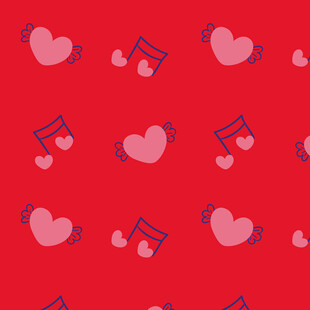 红色爱心音符图案背景