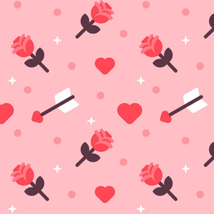 粉色浪漫爱心玫瑰图案