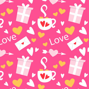 粉色浪漫爱心礼物图案