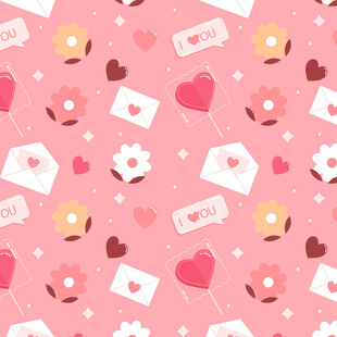 粉色爱心邮件图案背景