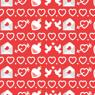红色爱心信封图案背景