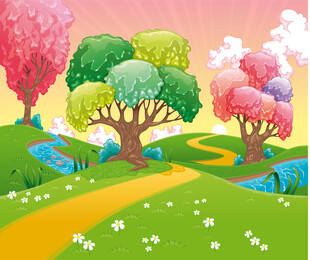 梦幻春日森林风景图