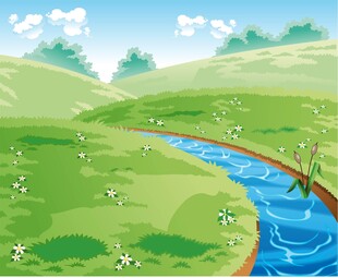 田园风光中的蜿蜒小河