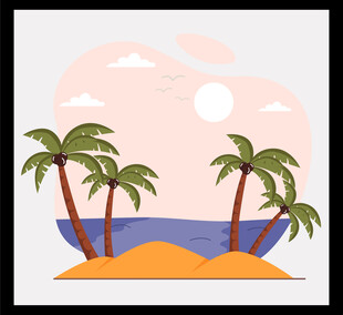 热带海岛风光插画