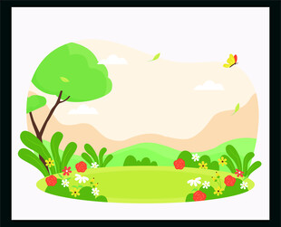 春日田园风光插画