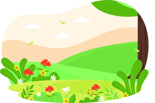 春日田园风光插画