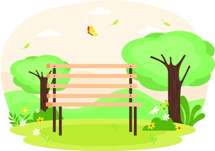 户外休闲秋千绿意盎然