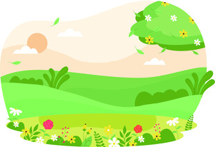 春日绿野风光插画