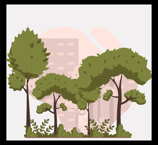 城市中的绿树景观