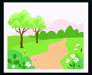 田园小径旁的绿意风景