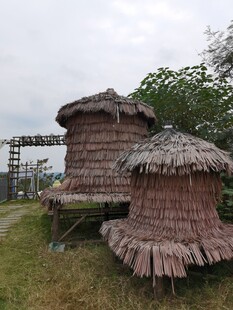 乡村特色草顶小屋景观