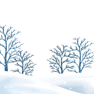 冬日雪景中的萧瑟树木