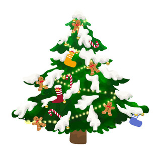 装饰精美的圣诞雪松树