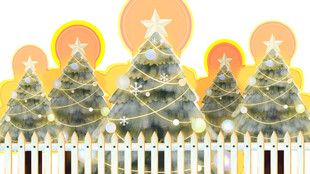 圣诞装饰树与围栏景观