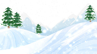 冬日雪景中的挺拔松树