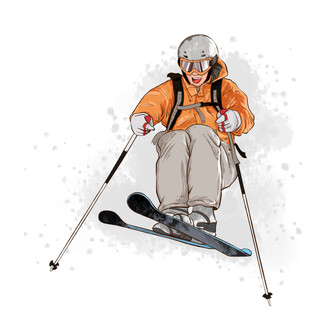 滑雪者专注姿态