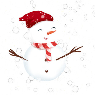 可爱雪人戴着红帽与围巾