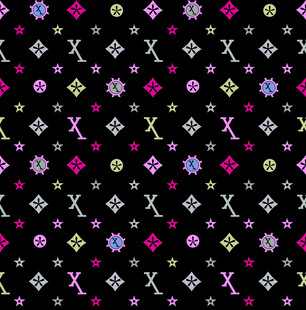 多彩几何花卉黑色背景图案