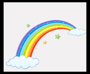 天空中的彩虹与云朵星星