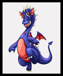 可爱蓝色小龙插画