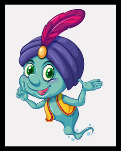 可爱精灵神灯形象插画