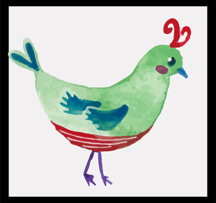 手绘可爱绿色小鸟插画