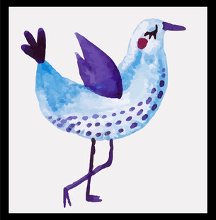 蓝色斑点小鸟插画