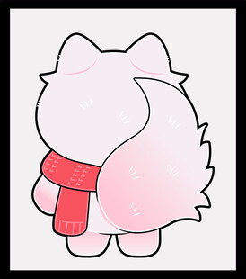 戴红围巾的可爱猫咪背影