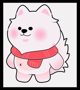 戴围巾的可爱粉色小狗