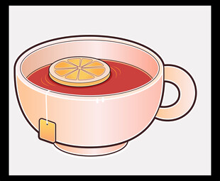 杯中柠檬红茶插画