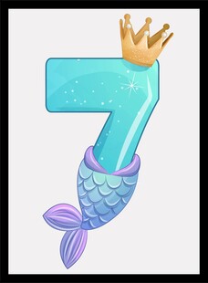 美人鱼数字装饰图案