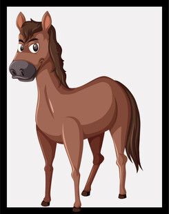 卡通棕色骏马形象