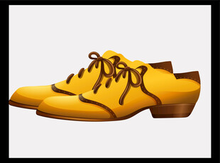 黄色系带皮鞋