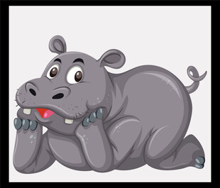 趴着的可爱河马