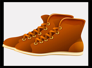 棕色系带户外登山鞋