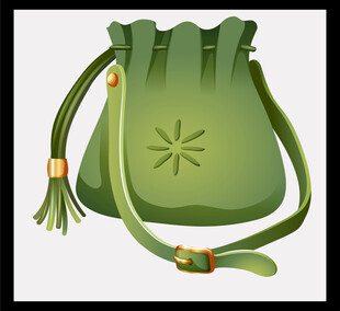 绿色束口钱袋插画